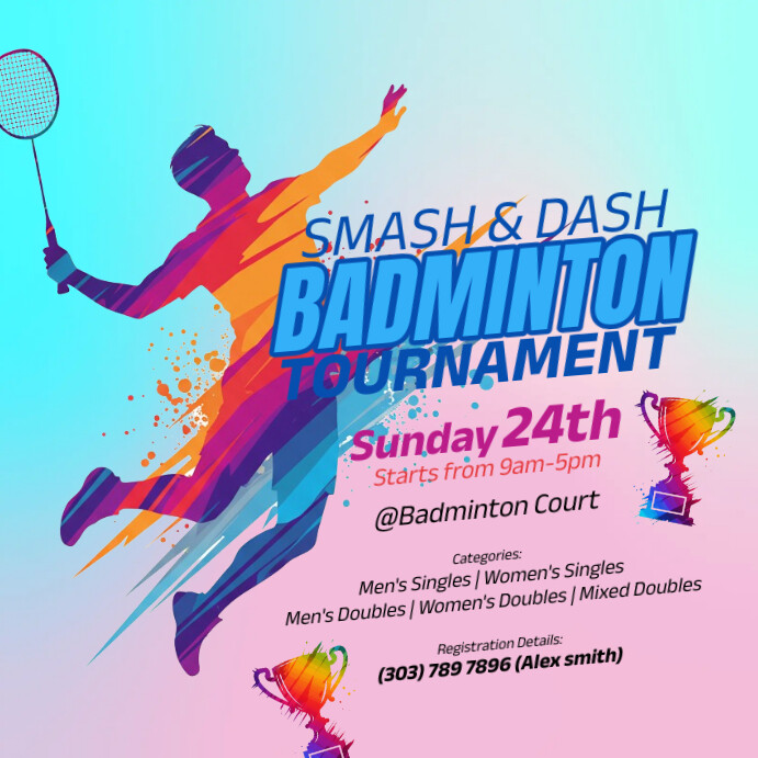 Illustrative Badminton Instagram Post template