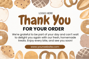 White Illustrative Bakery Business Thank You Card Label Label Template