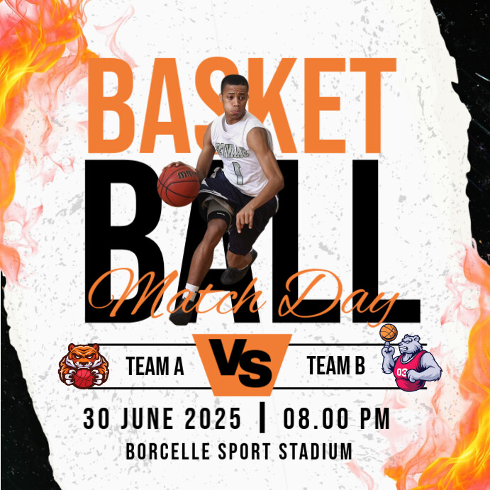 Illustrative Basketball Flyer  Instagram Post template