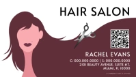 Illustrative Brunette Hair Model Hairstylist Hair Salon White Business Card Visitekaartje template