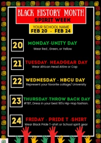 Illustrative  Black History Month Spirit Week  A6 template