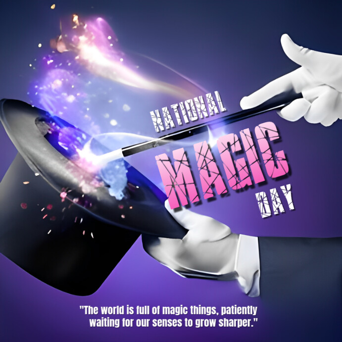 Illustrative Blue Background Grunge National Magic Day Instagram Post ...