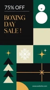 Illustrative Boxing Day Sales Instagram Story Advertising Gold Dark Green And Black Colors Minimal X Instagram-verhaal template