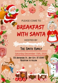 Illustrative Breakfast With Santa Christmas Poster A4 template