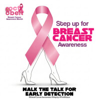 Biały Breast Cancer Awareness Instagram na Post Template