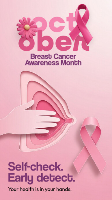 Illustrative Breast Cancer Awareness Instagram Story Template ...