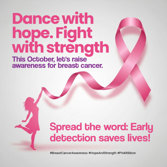 Illustrative Breast Cancer Awareness Instagram Post Template | PosterMyWall