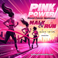 Roze Breast Cancer Awareness Walk/Run Pos Instagram Template
