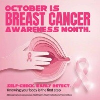 Cor-de-rosa Breast Cancer Awareness โพสต์บน Instagram Template
