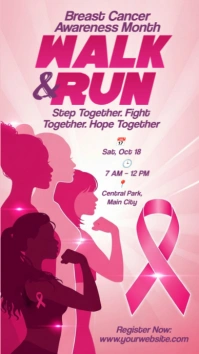 Illustrative Breast Cancer Awareness Walk & Run Instagram Story template