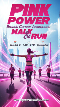Illustrative Breast Cancer Awareness Walk & Run Instagram Story template