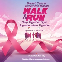 Illustrative Breast Cancer Awareness Walk & Run Instagram Post Instagram-Beitrag template