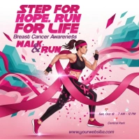 Illustrative Breast Cancer Walk & Run Instagram Post Instagram-Beitrag template