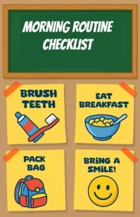 Illustrative Bright Start – Kids’ Morning Routine Poster Tabloid template
