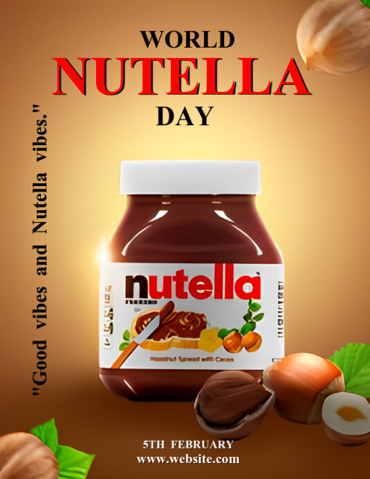 Illustrative Brown And Yellow Maximalist World Nutella Day Flyer (us ...