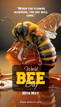 Illustrative Brown Background Joyful World Bee Day  Business Card Ikhadi Lebhizinisi template