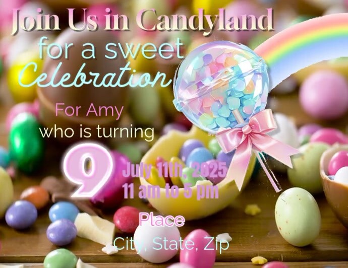 Illustrative Candyland Invitation  Flyer (us Letter) template