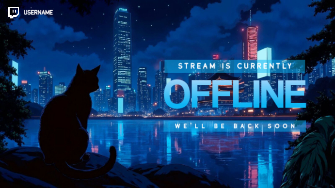 Illustrative Cat Twitch Overlay Modelo | PosterMyWall