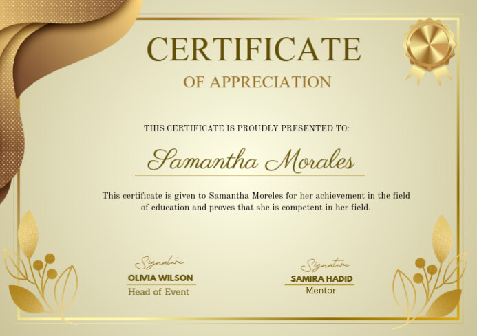 Illustrative Certificate Of Appreciation A4 Template | PosterMyWall
