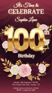 Illustrative Cheers To 100 Years Invitation Instagram Story template