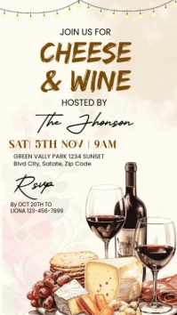 Illustrative Cheese And Wine  Instagram Story template