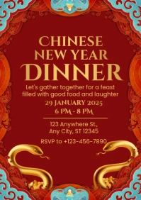 Illustrative Chinese New Year Dinner Invitation A4 template