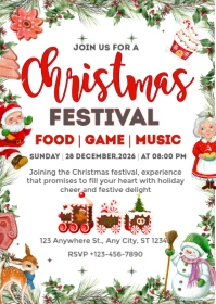 Illustrative Christmas Festival A6 template