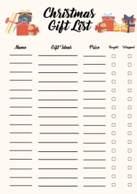 Illustrative Christmas Gift List Document A4 template