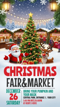 Illustrative Christmas Market Digital Display (9:16) template
