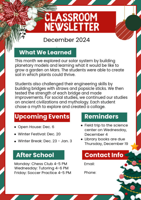 Illustrative Christmas Newsletter  A4 template