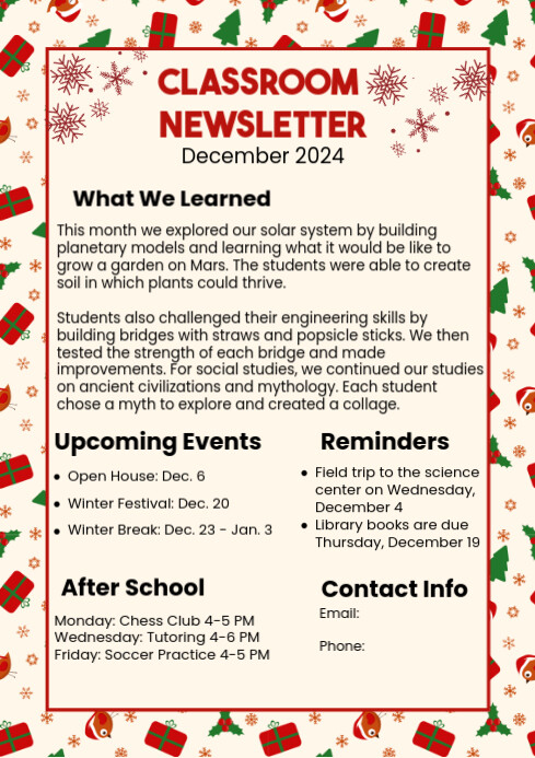 Illustrative Christmas Newsletter A4 template