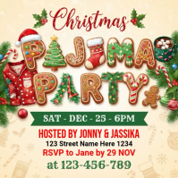 Yellow Christmas Pajama Party Square Template