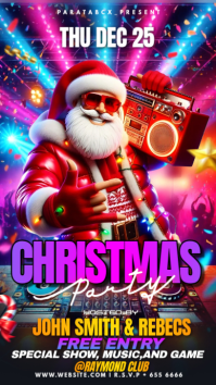 Illustrative Christmas Party Flyer With Dj Santa Music Night And Festive Celebration Instagram Story template