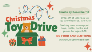 Illustrative Christmas Toy Drive Video Digital Display (16:9) template