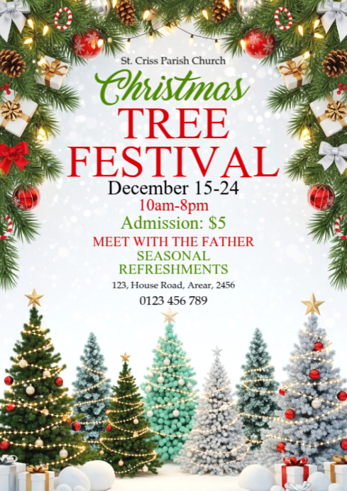 Plantilla de Illustrative Christmas Tree Festival A4 | PosterMyWall