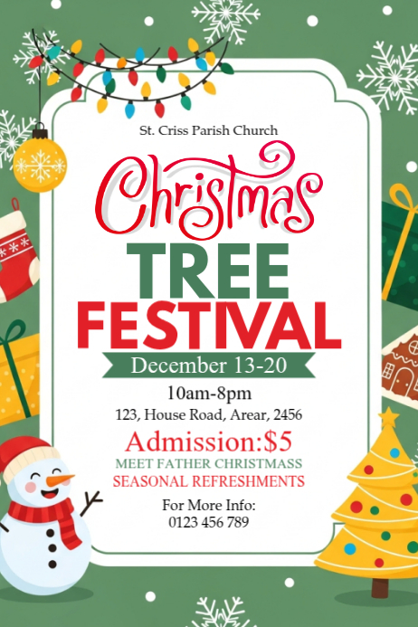 Copy of Illustrative Christmas Tree Festival Banner 4' × 6' | PosterMyWall