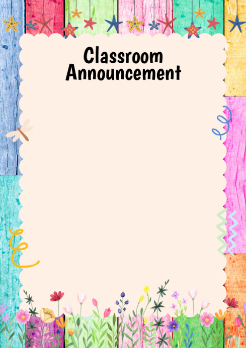 Illustrative Classroom Announcement A4 Template | PosterMyWall
