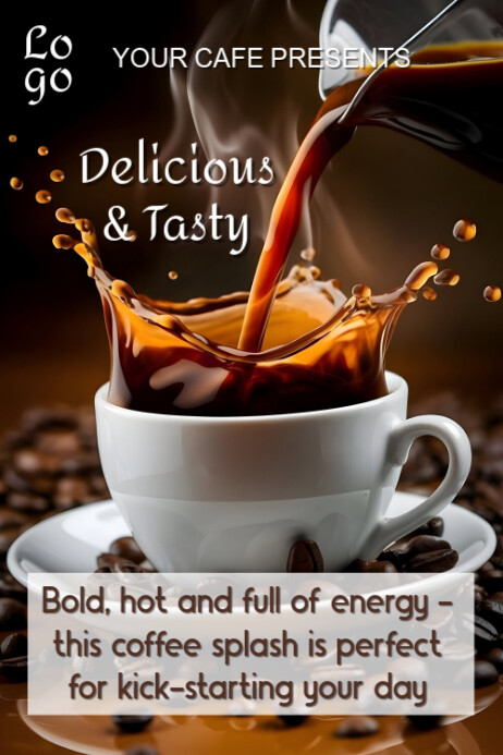 Illustrative Coffee Splash Delight Poster Plakkaat template