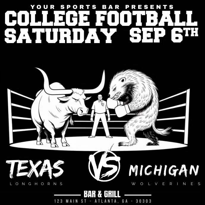 Illustrative College Football, Texas Longhorn Instagram Post template