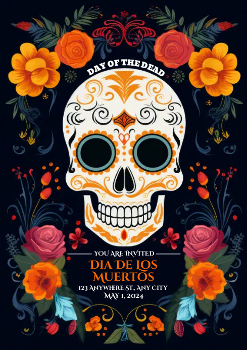 Design For Dead Illustrative Day of the Dead Poster Template | PosterMyWall