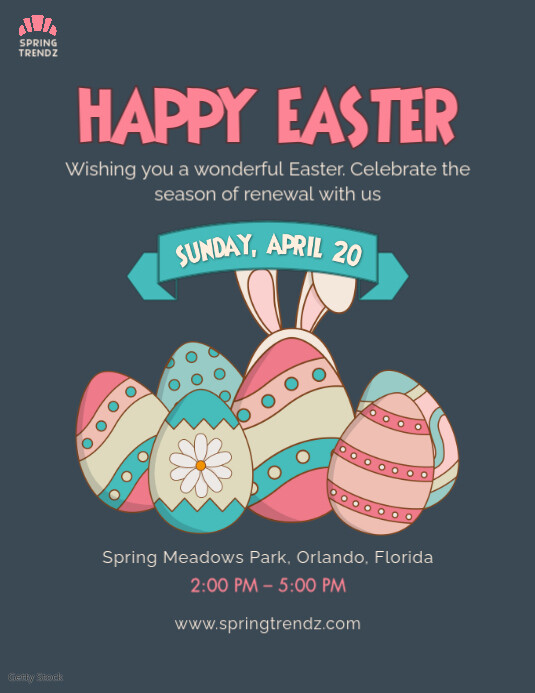 Illustrative e=Easter Wish Flyer Ulotka (US Letter) template