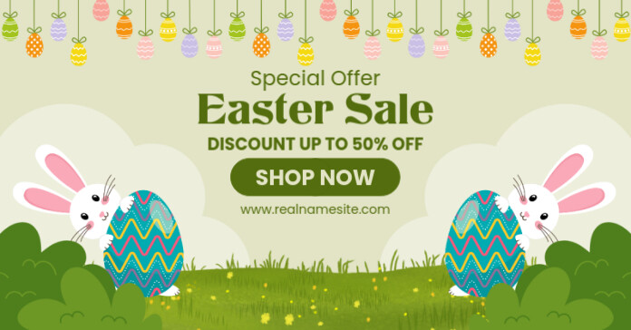 Illustrative Easter Sale Facebook Ad template