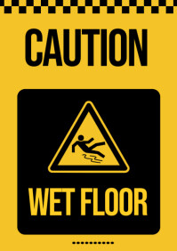 Illustrative Editable Caution Wet Floor Safety Sign Template" A4