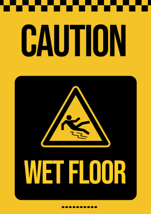 Illustrative Editable Caution Wet Floor Safety Sign Template" A4
