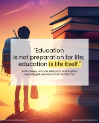 Illustrative Education Is Life Quote Instagram Portrait Template