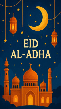 สีม่วง Eid Al-Adha Celebration Digitalt display Template