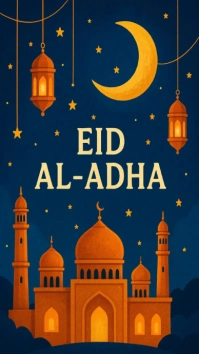 Illustrative Eid Al Adha Design  Digital Display (9:16) template