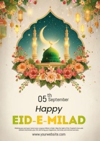 สีเหลือง Eid-e-Milad Celebration A4 Template