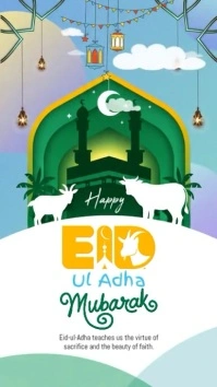 Illustrative Eid Ul Adha Mubarak Instagram Reel template