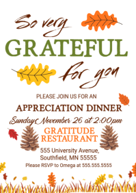Illustrative Employee Appreciation Thanksgiving Dinner A4 template